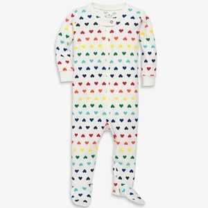Primary Baby Organic Zip Footie in Rainbow Heart
